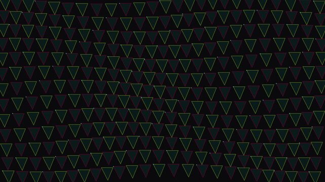 Abstract geometric mesh pattern with neon glowing triangles motion