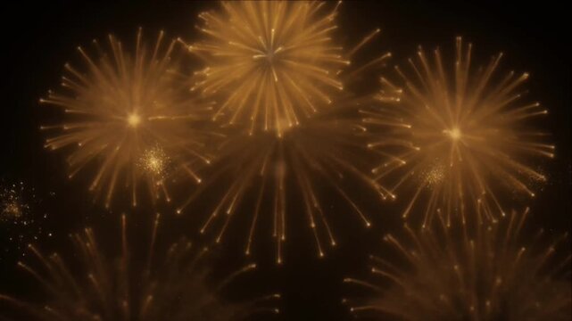 Luxury golden firework new year party background celebration night sky festive sparkle light glow radiant display warm color abstract holiday joy excitement concept