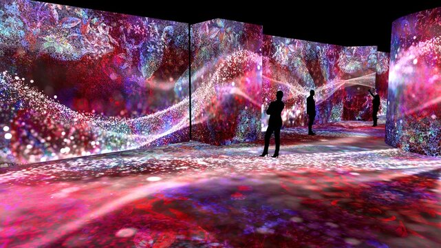 Modern Digital Experience Room with Interactive Technology. Immersive Space, Smart Display, Futuristic, Innovation, Exhibition