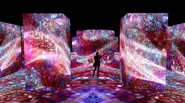 Modern Digital Experience Room with Interactive Technology. Immersive Space, Smart Display, Futuristic, Innovation, Exhibition