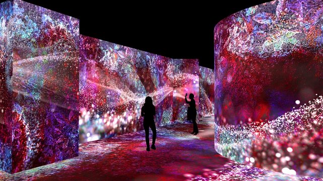 Modern Digital Experience Room with Interactive Technology. Immersive Space, Smart Display, Futuristic, Innovation, Exhibition