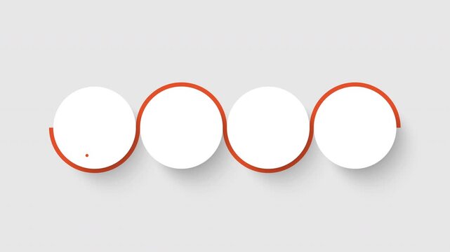 Animated minimalist infographic template featuring four circular elements. Layout for creating business reports and presentations