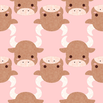 seamless pattern of a bulls, ox, or cow