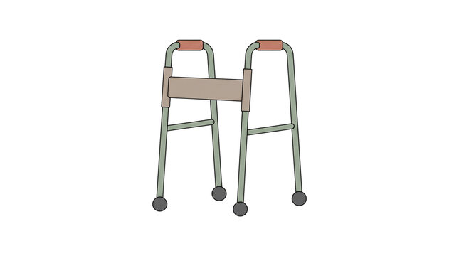 Medical walker for elderly mobility, adjustable metal walking frame with hand grips, orthopedic rehabilitation equipment for senior healthcare isolated PNG with Transparent Background