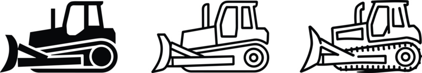 Bulldozer Construction Equipment Icon Collection © MSTBenu