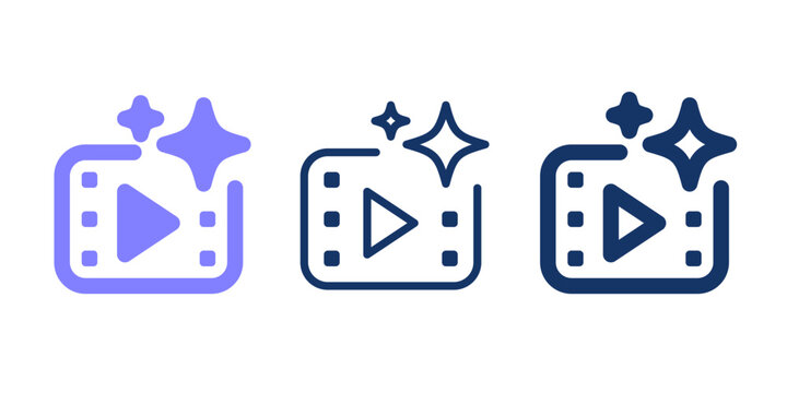 AI video line icon vector. AI multimedia vector glyph icon. 