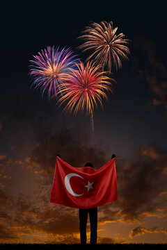 Girl with National flag of Turkey on Independence day