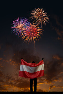 Girl with National flag of Austria on Independence day
