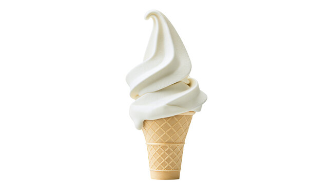 Vanilla soft serve ice cream in waffle cone