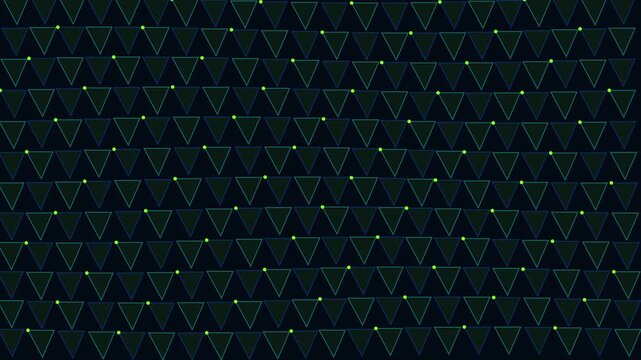 Abstract geometric triangle pattern with glowing digital dots