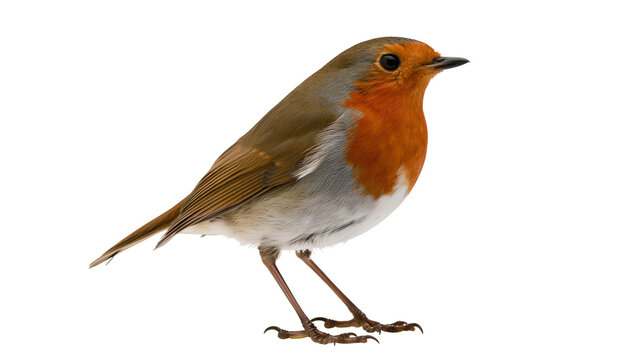 European Robin bird with orange breast and grey wings