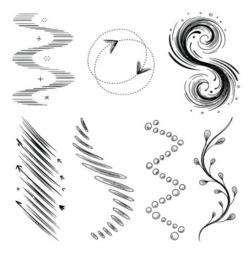 Conjunto de dibujos abstractos decorativos y garabatos dibujados a mano