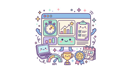 Fototapeta premium Kawaii business dashboard and success metrics art.
