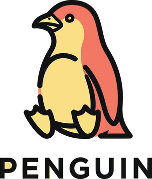 Minimalist Cute Penguin Logo Vector Illustration