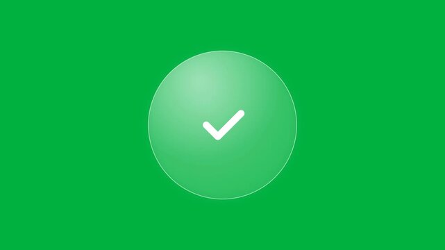 Glassmorphism checkmark animation on green background for successful task completion, user
