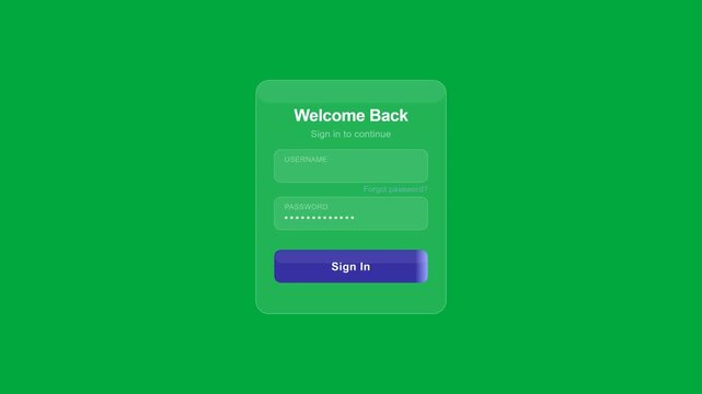 Glassmorphism login form ui element with input fields and sign in button for web development and