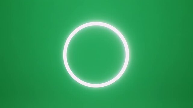 Neon green circles pulse in sequence on a dark background with atmospheric lighting