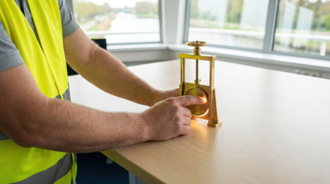 Manual canal gate control, water control, brass valve, engineer, industrial, tabletop model, indoor