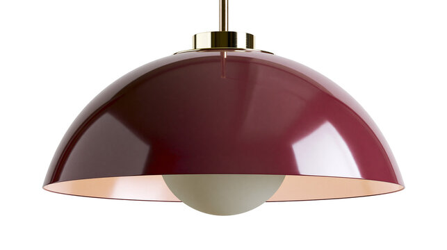 Dome pendant lamp with brass accents and cream diffuser