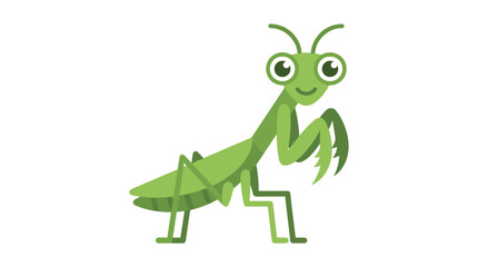 Naklejka premium Green Praying Mantis Standing Upright Vector Insect Illustration