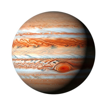 Jupiter planet with colorful bands and great red spot