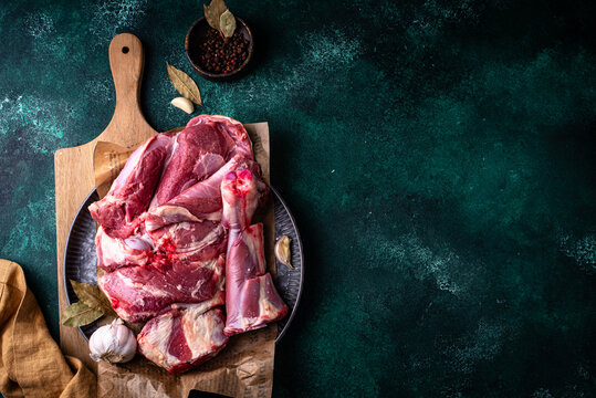 Raw leg of lamb, ready to cook