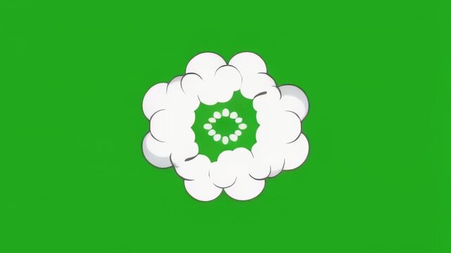 Animated smoke rings expanding outward with particles on green screen background