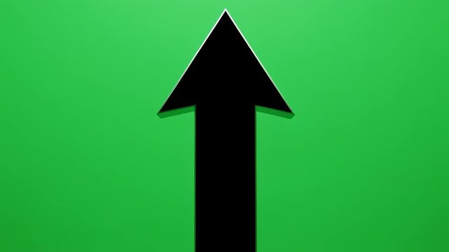 Black Arrows Rising Upward in Sequence on Green Screen Background with Cinematic Motion