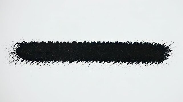 Black ink brush stroke evolving with textured detail on white background cinematic motion
