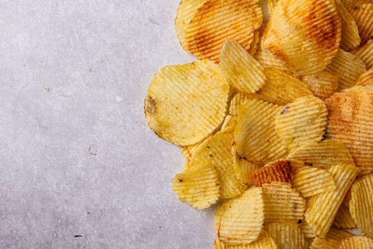 Crispy fresh potato chips, junk food