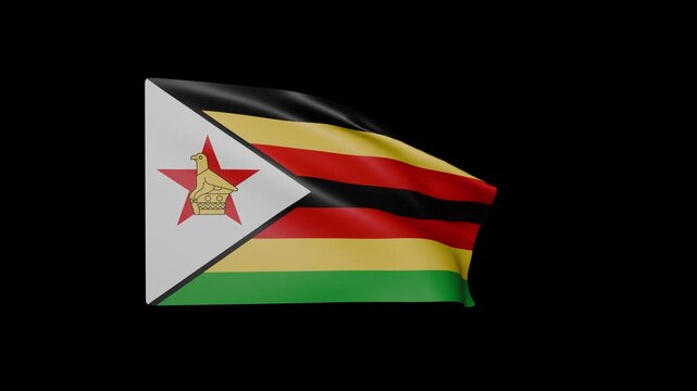 Zimbabwe Flag Waving on Black Background 4K Animation
