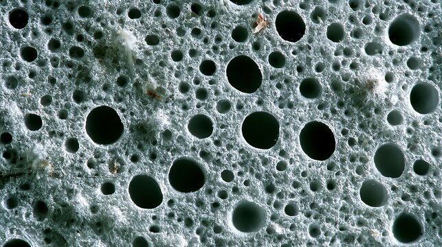 Plant pores, seen up close, show their usual look.