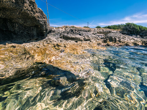 Puglia's dream sea. Mycenaean Cove in Pulsano. Underwater photography.