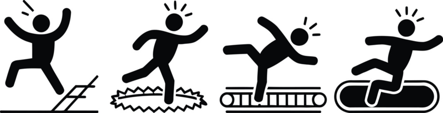 Man falling in different funny poses vector illustration