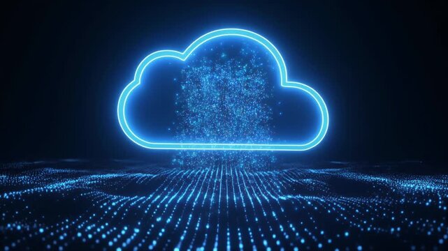 青のクラウドとデータアップロードの動画