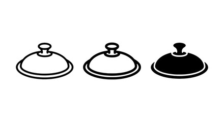 Fototapeta premium Food Cloche Icons, Serving Dish Lid Vector Set, Restaurant Menu Element