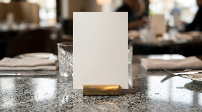 Blank Menu Card on a Table in a Restaurant with Soft Focus Background