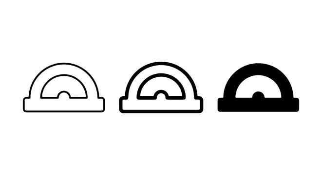 Protractor Icons Set, Geometric Tool Vector Graphics, Measurement Device Symbols