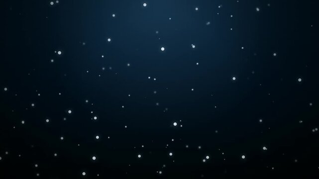 Seamless Loop Falling Snowfall Parallax Effect on Dark Blue Background. Abstract Winter Snowfall with Depth and Parallax Motion Graphics Loop