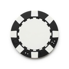 Naklejka premium A single black and white poker chip isolated on a white background for gambling