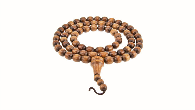 Buddhist prayer beads mala necklace with wooden beads and tassel, meditation bea