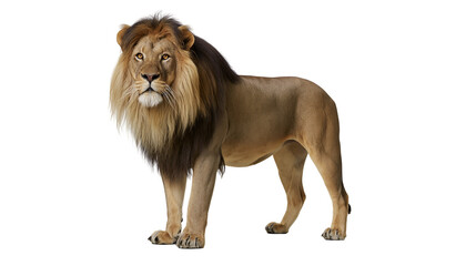 Majestic male lion with full mane standing profile view © Maria