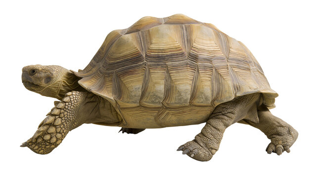 African Spurred Tortoise with detailed shell and scaly legs