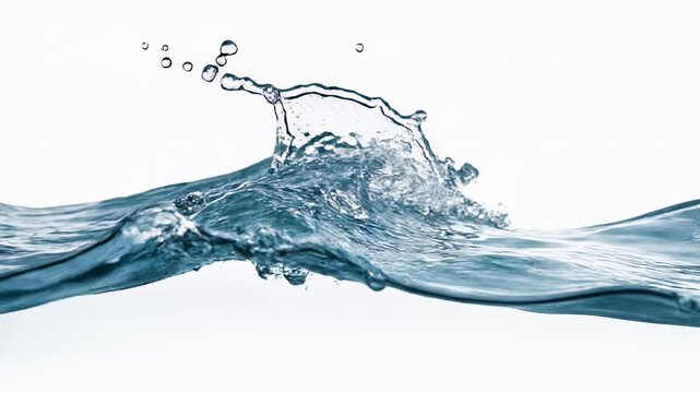 Water Surface Wave with Bubbling Splash on White 4K