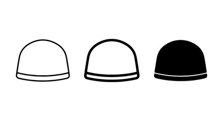 Fototapeta premium Simple Helmet Icons, Military Headwear Vector Set, Protective Gear Graphics