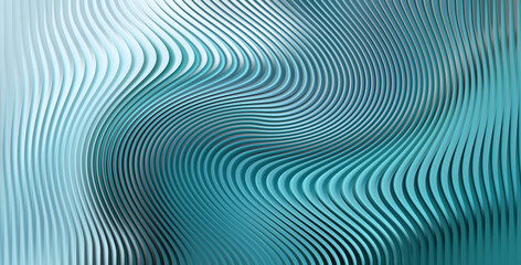 Fototapeta premium Abstract teal blue wavy dynamic 3d lines texture background with liquid wave pattern and smooth light reflection