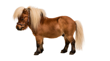 Brown miniature horse with blonde mane and tail © Maria