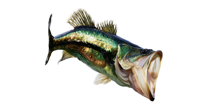 Large Mouth Bass Jumping with Mouth Open