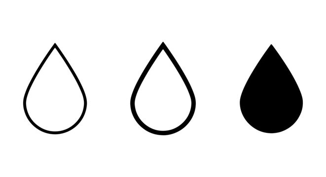 Water Drop Icons, Liquid Symbol Set, Fluid Shapes, Essential Element Graphics
