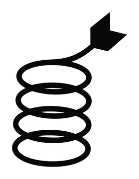Dise&ntilde;o minimalista en blanco y negro de un resorte enrollado con una punta de flecha